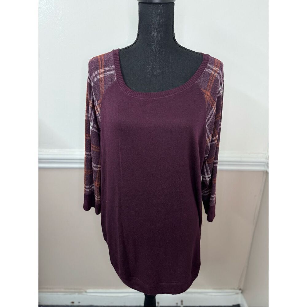 Maurices Burgundy 3/4 Sleeve Blouse Size X-Large